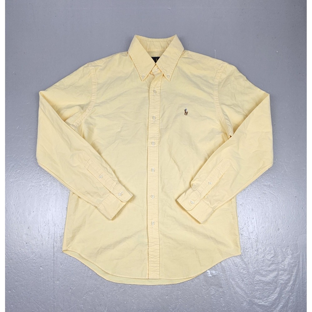 Ralph Lauren Oxford Button Down Shirt Mens Mediun Yellow Casual Long Sleeve